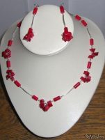 Bijuterii Indra - unicate - Set compus din colier si cercei, confectionate manual din argint si coral rosu #9
